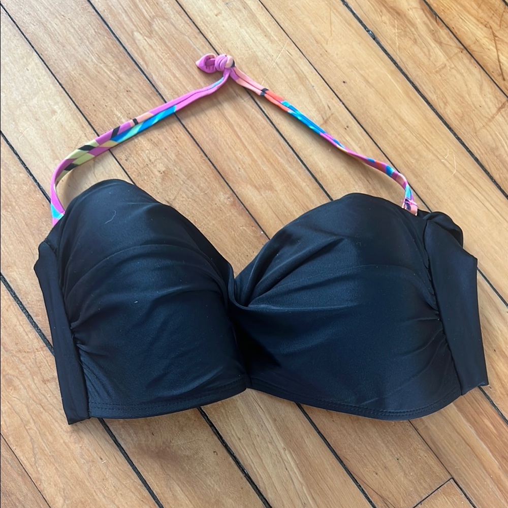 Bar III Black and Pink Bandeau Bikini